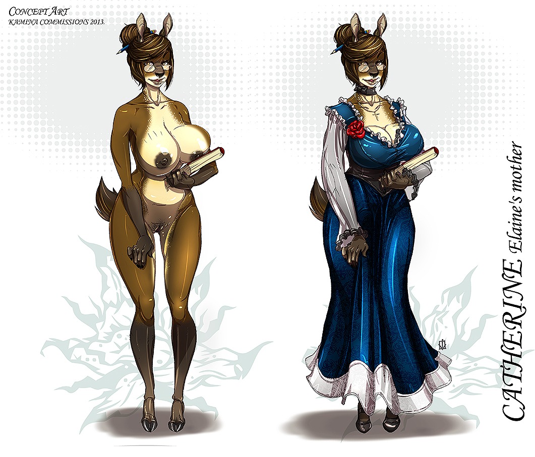 2013 abstract_background amber_eyes anthro applebottom_family areola big_breasts biped black_nose book bra breasts brown_body brown_fur brown_hair brown_nipples catherine_applebottom character_name choker cleavage clothed clothing corset cross cross_necklace deer dress e621 eyewear female flower footwear fully_clothed fur genitals glasses hair hair_bun halftone halftone_background high_heels holding_book holding_object hollandworks hooves jewelry kamina1978 lingerie lips looking_at_viewer mammal markings mature_female model_sheet mole_(marking) multiple_versions navel necklace nipples nude object_in_hair off/on open_mouth pattern_background pencil_(object) pencil_in_hair plant rose_(flower) sagging_breasts shoes short_hair simple_background solo spots standing tan_body tan_fur teacher text tongue topwear underwear vulva wide_hips writing_utensil writing_utensil_in_hair yellow_body yellow_fur