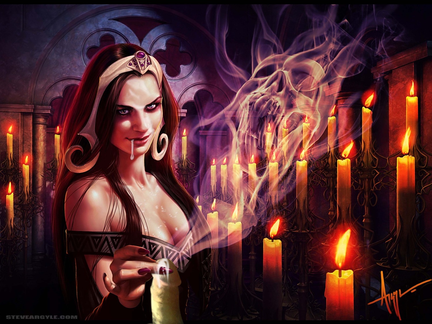 1girls candle female liliana_vess magic_the_gathering rule34 steveargyle tagme