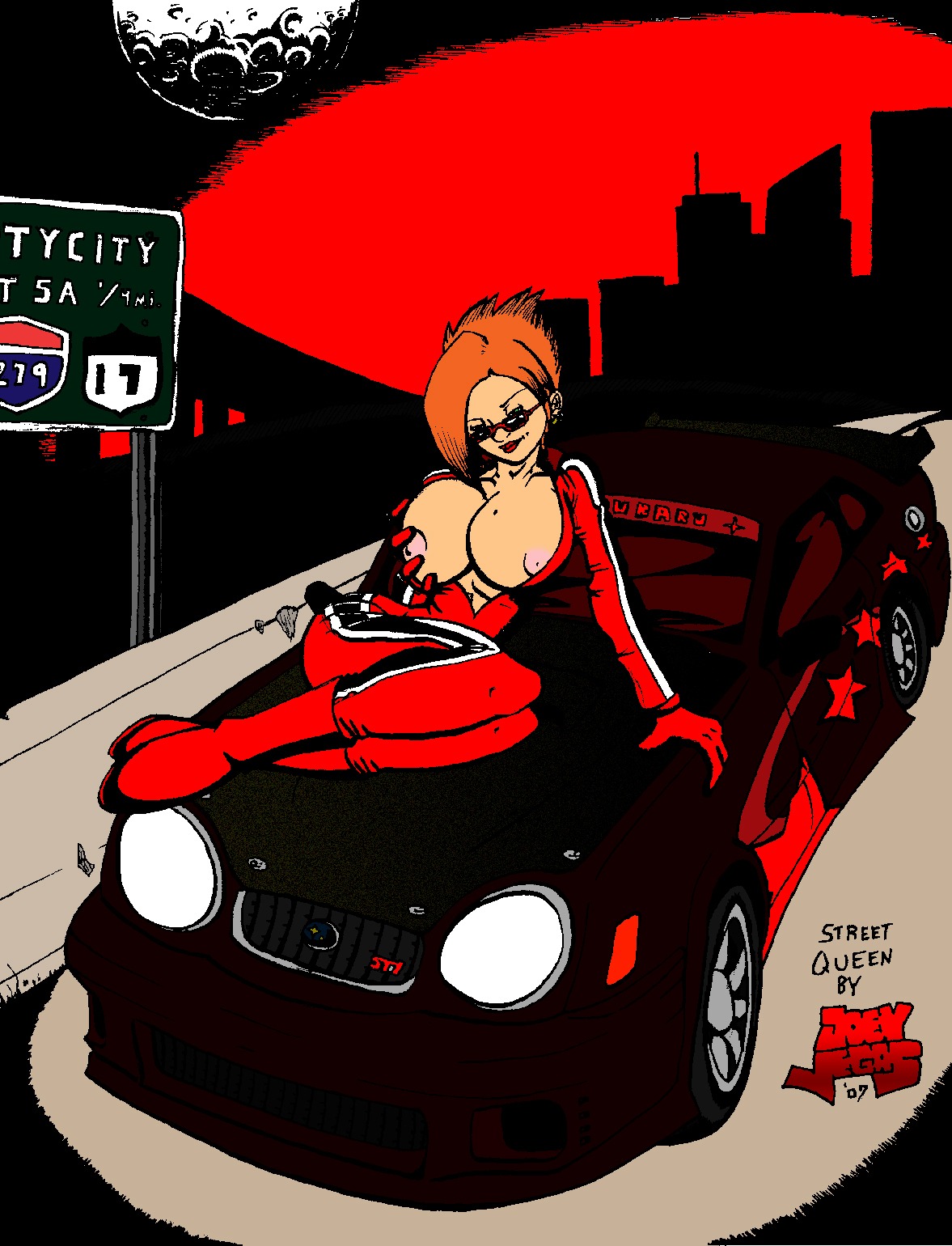 1girls 2007 breasts color female female_only grand_theft_auto grand_theft_auto_iii hair joey_vegas looking_over_eyewear looking_over_glasses looking_over_sunglasses misty_(gta) nipples rule34 solo sunglasses tagme tinted_eyewear