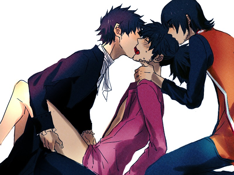 3boys bottomless damuron_atomais gay kissing male male_only raven_(tov) rule34 schwann_oltorain tagme tales_of_(series) tales_of_vesperia threesome yaoi