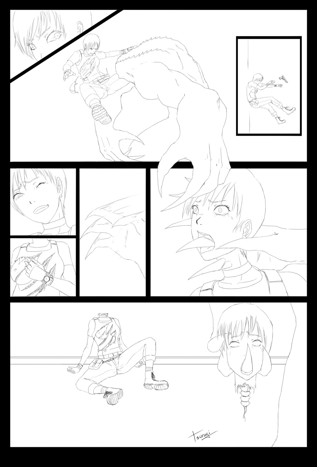 female gore guro human hunter_(resident_evil) rebecca_chambers resident_evil rule34 tagme