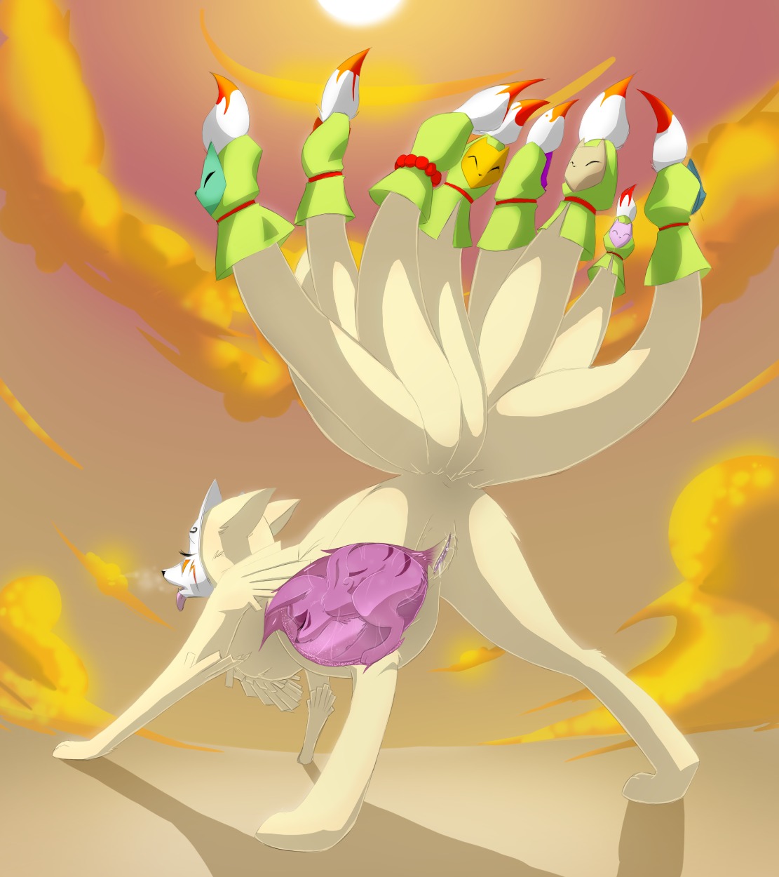 amaterasu eyeofcalamity female feral fetus kitsune multi_tail okami open_mouth pregnant rule34 rule_63 spread_legs tail uterus x-ray