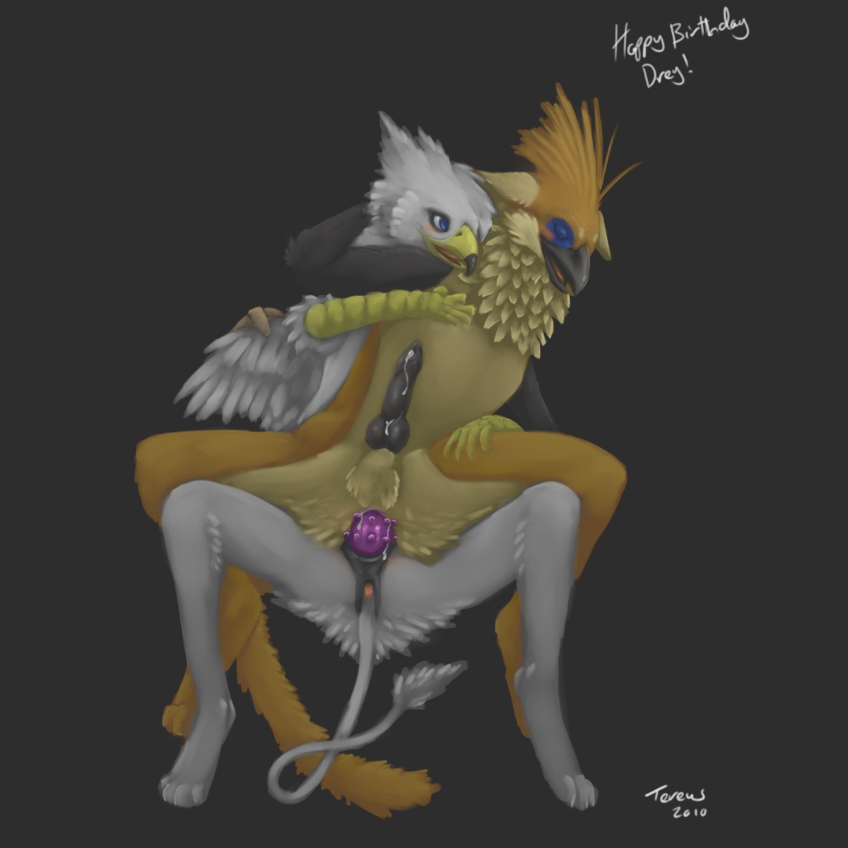 1:1 absurd_res anal anal_penetration anthro anus avian balls beak bird blue_eyes bodily_fluids chest_tuft cum dildo drey duo e621 erection feathered_wings feathers felid female female_penetrating female_penetrating_male fur genital_fluids genitals gryphon hi_res hoatzin hybrid knot male male/female male_penetrated mammal mythological_avian mythological_creature mythology nude object_in_ass pegging penetration penis sex sex_toy sex_toy_in_ass sex_toy_insertion spread_legs spreading strapon tail tereus toying_partner tuft wings