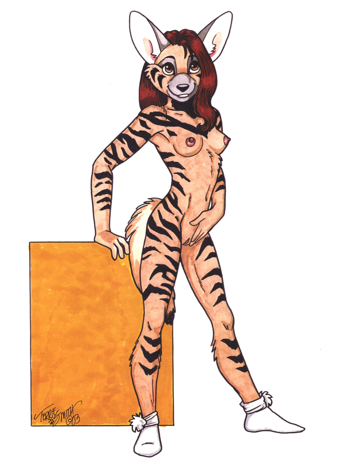 2003 anthro breasts dorothy female furry high_resolution hyena nude pussy rule34 slim socks solo terrie_smith