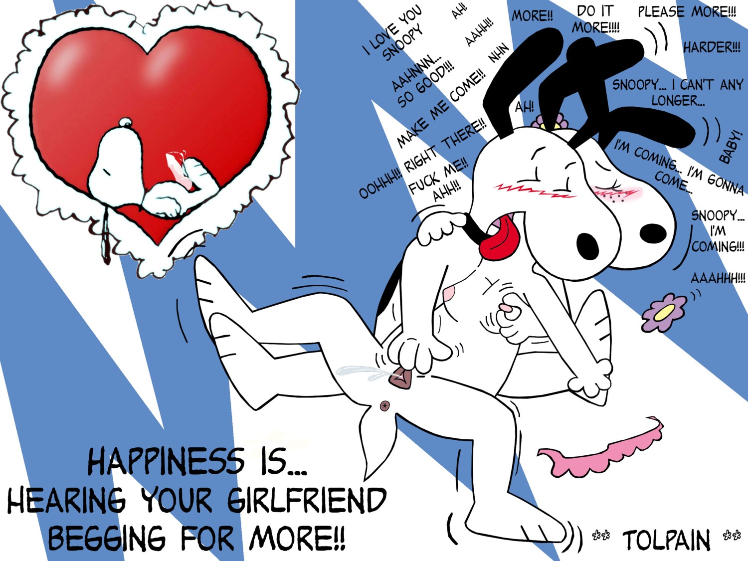 4:3 animal_genitalia animal_penis animal_vulva beagle blush bodily_fluids canid canine canine_genitalia canine_penis canine_vulva canis cum cum_string cumshot domestic_dog duo e621 ejaculation english_text female genital_fluids genitals hi_res hunting_dog knot male mammal masturbation nipple_fetish nipple_play nipples peanuts_(comic) penetration penis scent_hound sex snoopy tail text tolpain vaginal vaginal_fluids vaginal_masturbation vaginal_penetration vaginal_rubbing vulva