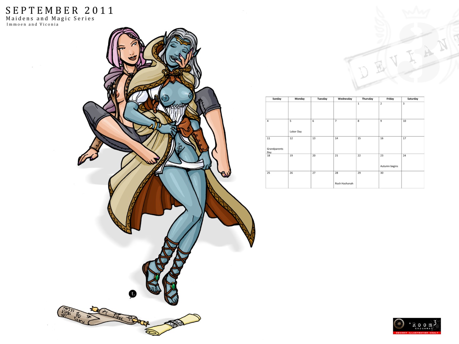 2d 2girls baldur's_gate baldur's_gate_2 barefoot breasts calendar_(medium) dark_elf drow drow_(dnd) dungeons_and_dragons duo elf_ears female female_only forgotten_realms imoen multiple_females multiple_girls pussy rule34 viconia_devir wizards_of_the_coast yuri