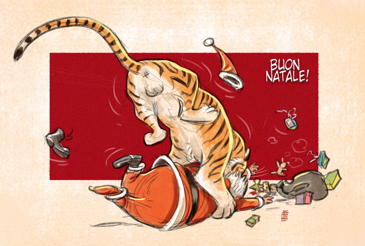 anus balls christmas duo e621 federico_bertolucci felid feral genitals holidays hug hugging_another hugging_from_behind male mammal pantherine raised_tail tackle tail tail_anus tiger
