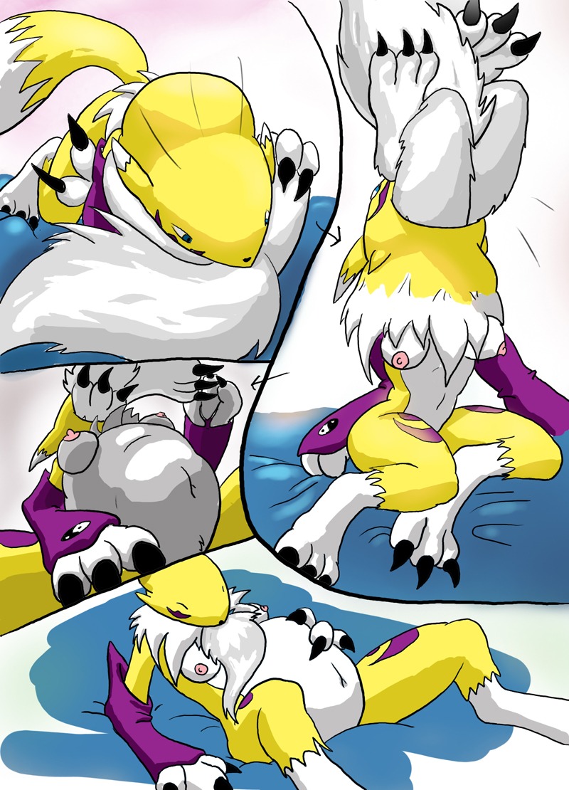 anthro belly canine color digimon digimon_(species) female fox fur furry ozoneserpent renamon rule34 swallowing tagme vore