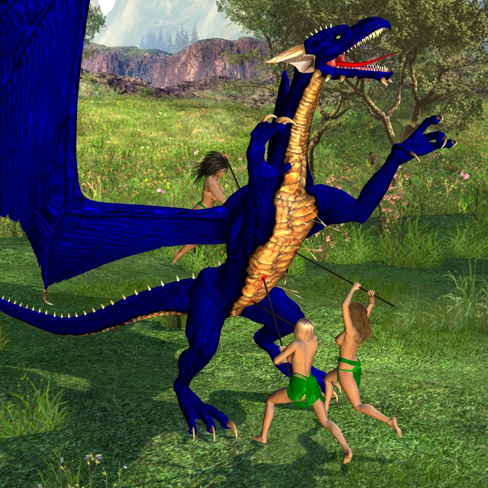 1:1 3d_(artwork) amandabb ambiguous_gender arrow_(weapon) blood bodily_fluids breasts claws digital_media_(artwork) dragon e621 female feral group human mammal melee_weapon membrane_(anatomy) membranous_wings millennium_dragon mythological_creature mythological_scalie mythology nipples polearm ranged_weapon scalie spear tail violence weapon wings