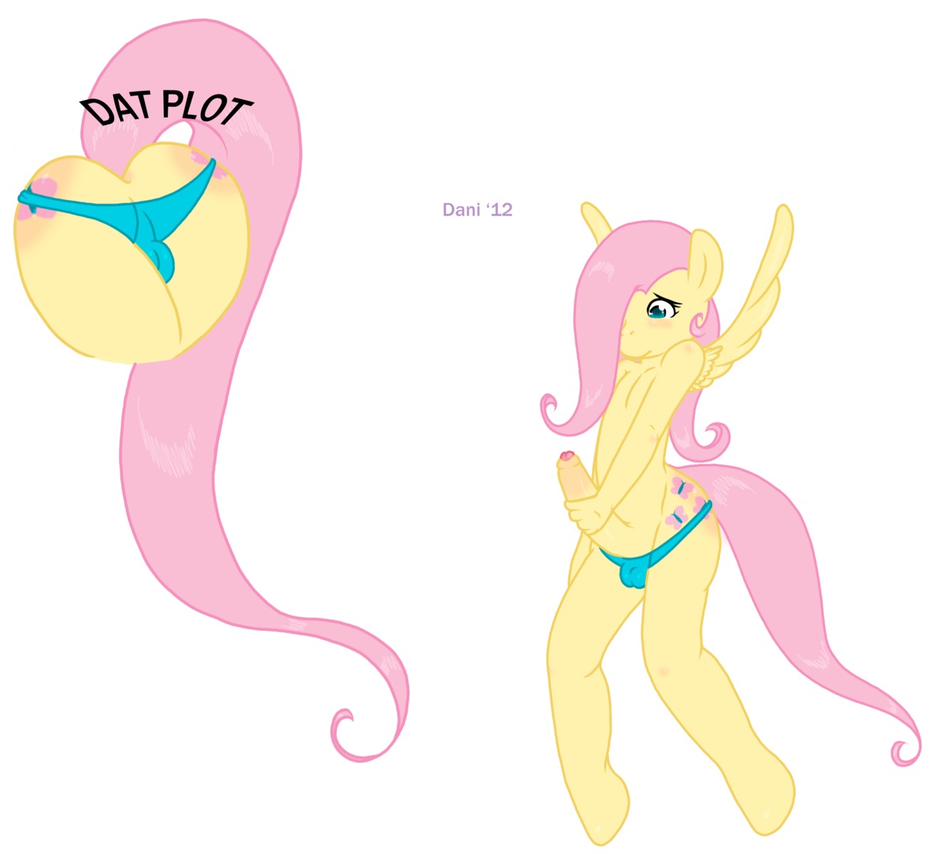 2012 anthro anus balls blue_eyes blush bulge butt clothed clothing crossgender cutie_mark daniruu e621 equid equine erection feathered_wings feathers femboy fluttershy_(mlp) foreskin friendship_is_magic ftm_crossgender genitals hair hasbro hi_res humanoid_genitalia humanoid_penis long_hair long_tail male mammal masturbation my_little_pony mythological_creature mythological_equine mythology panties pegasus penile penile_masturbation penis pink_hair skimpy solo tail underwear wings yellow_body yellow_feathers