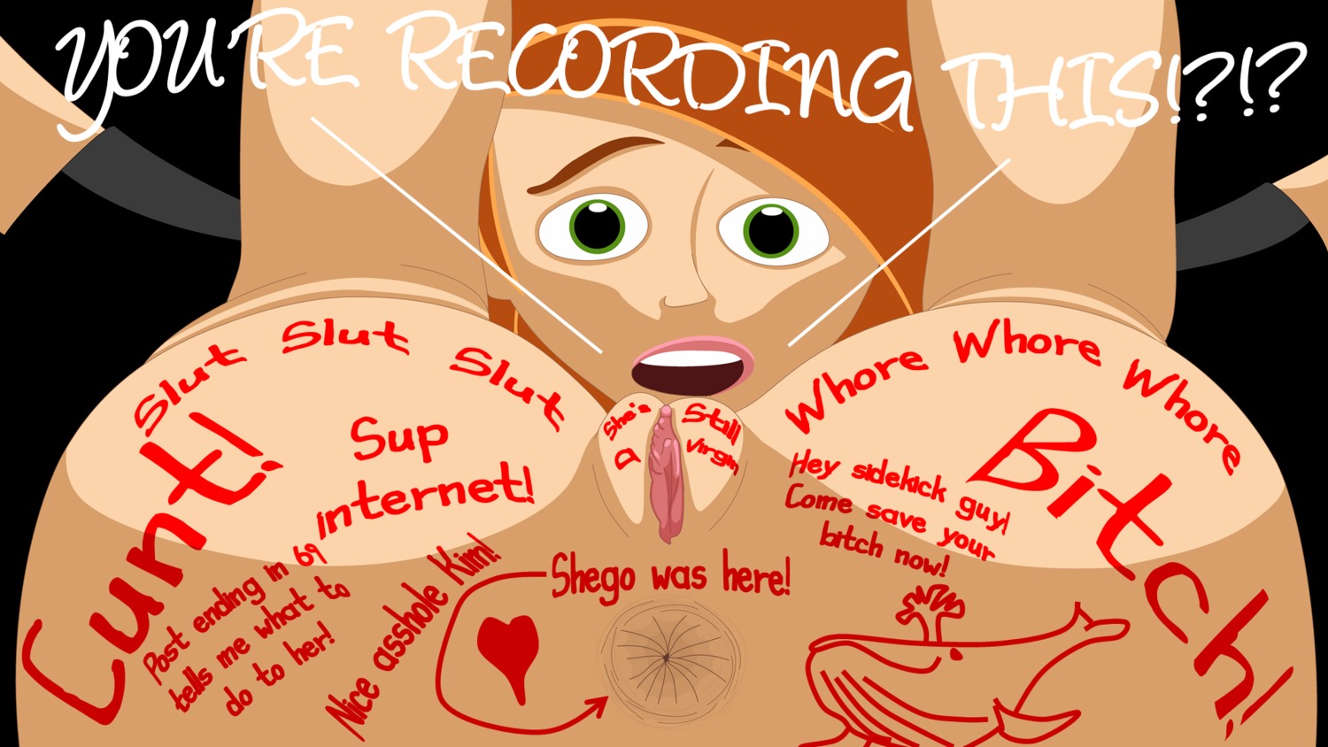body_writing disney female female_only human kim_possible kimberly_ann_possible pussy randomrandom rule34 solo straight_hair tagme