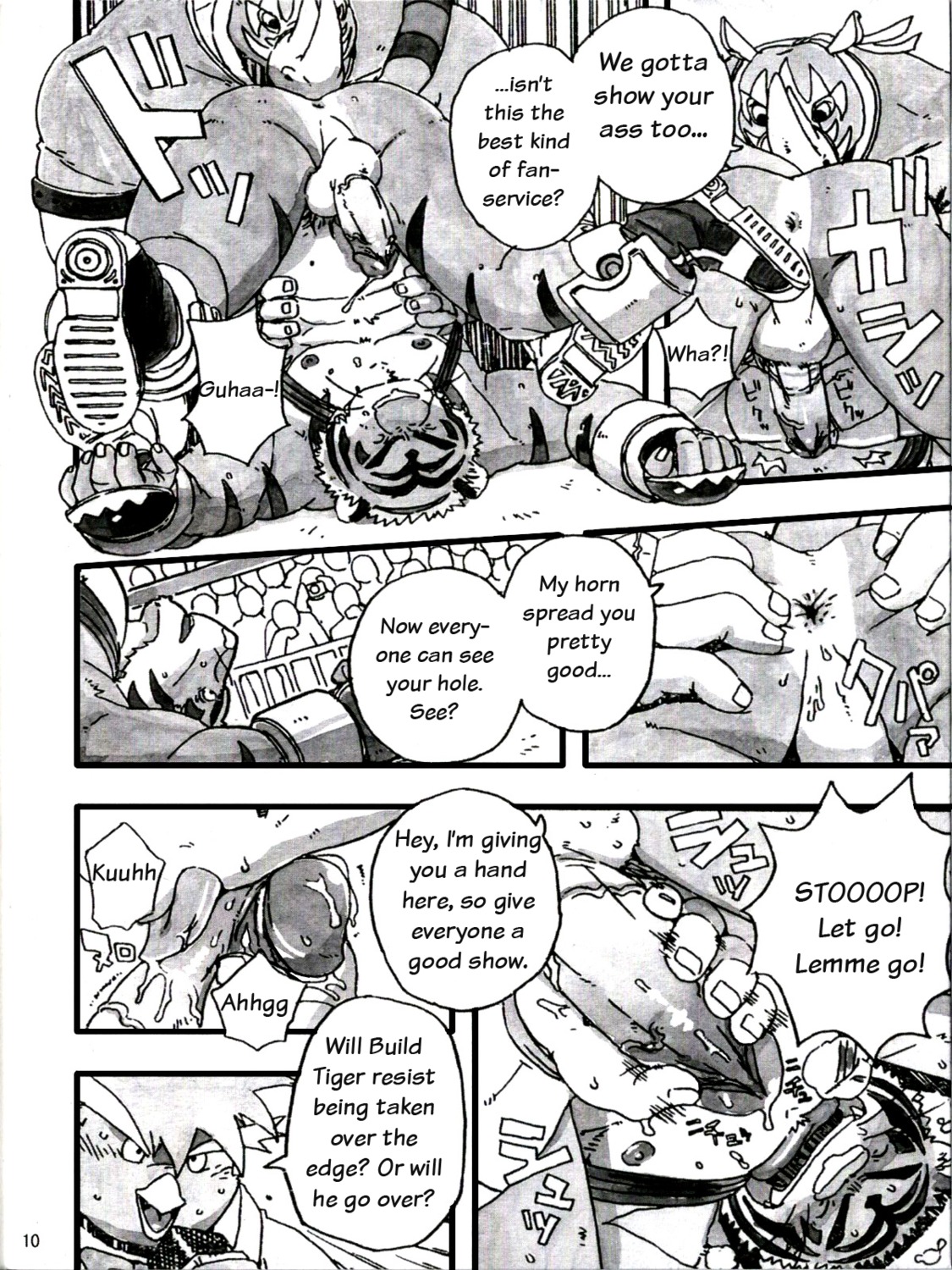 anthro black_and_white build_tiger feline fur furry gamma-g gay handjob male monochrome penis rhino rule34 tiger